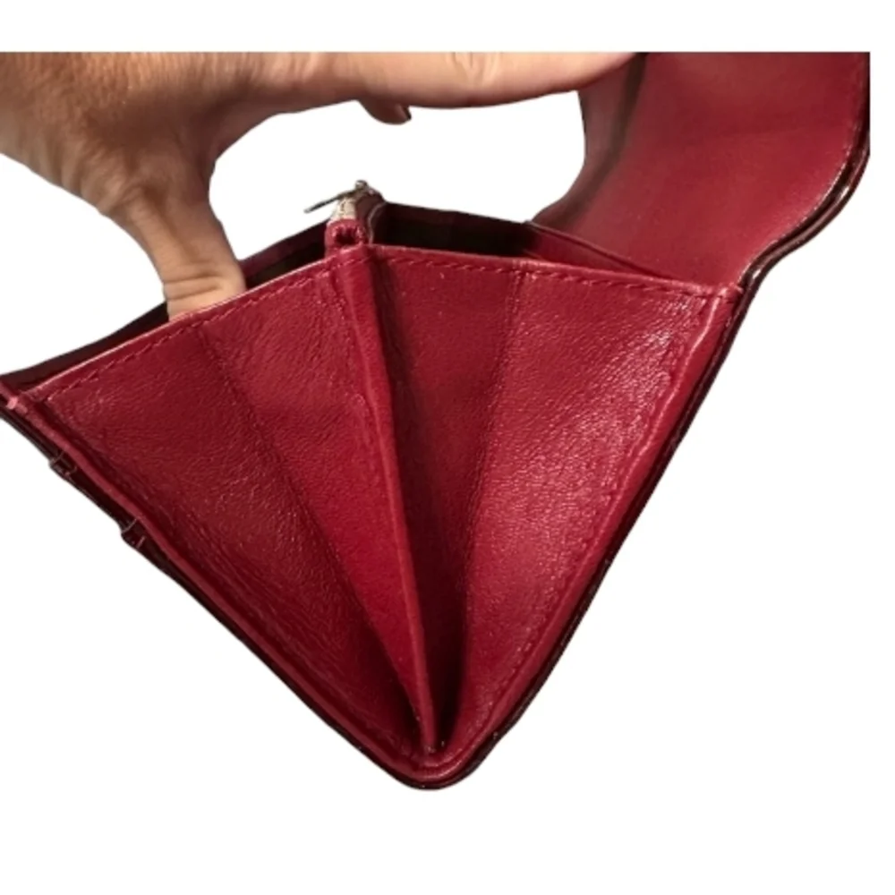 Like New Dior Trotter Bordeaux/Burgundy Patent Leather Bifold Wallet - Picture 8 of 11